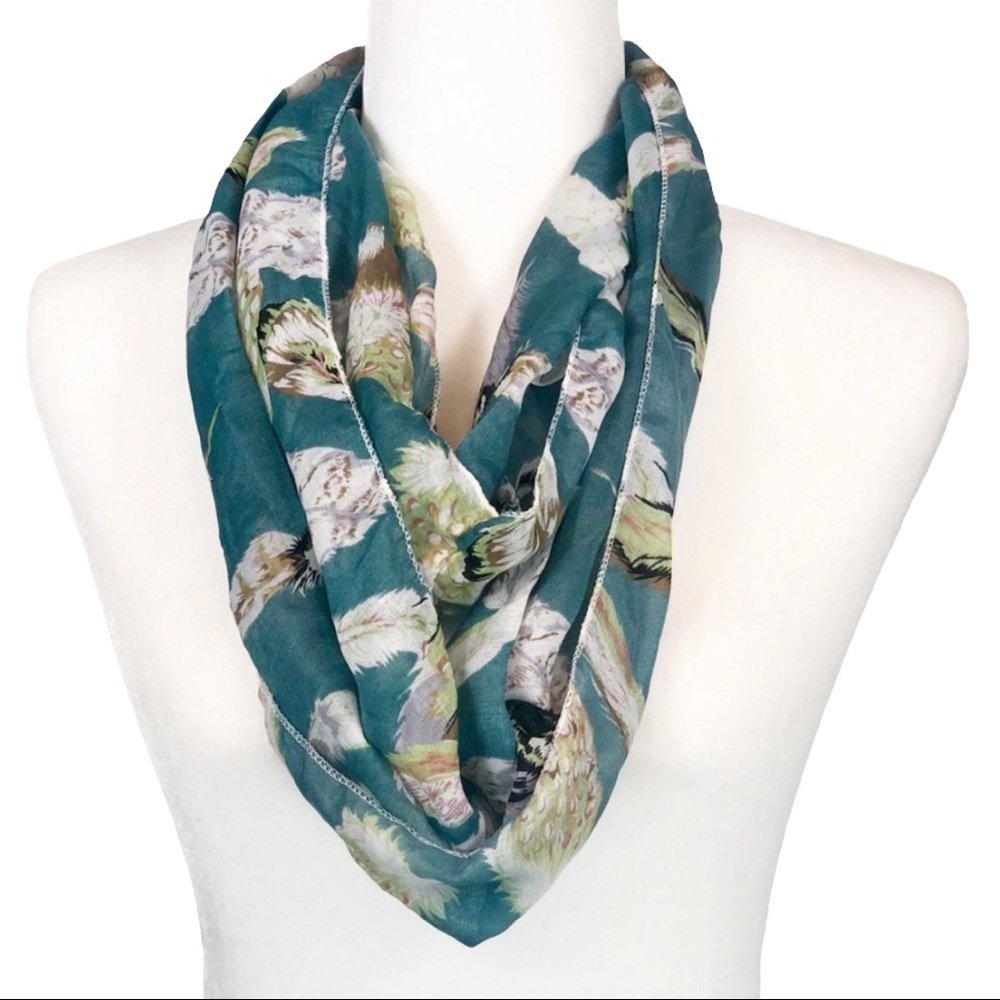 Infinity Teal Floral Spring Lightweight Scarf OS